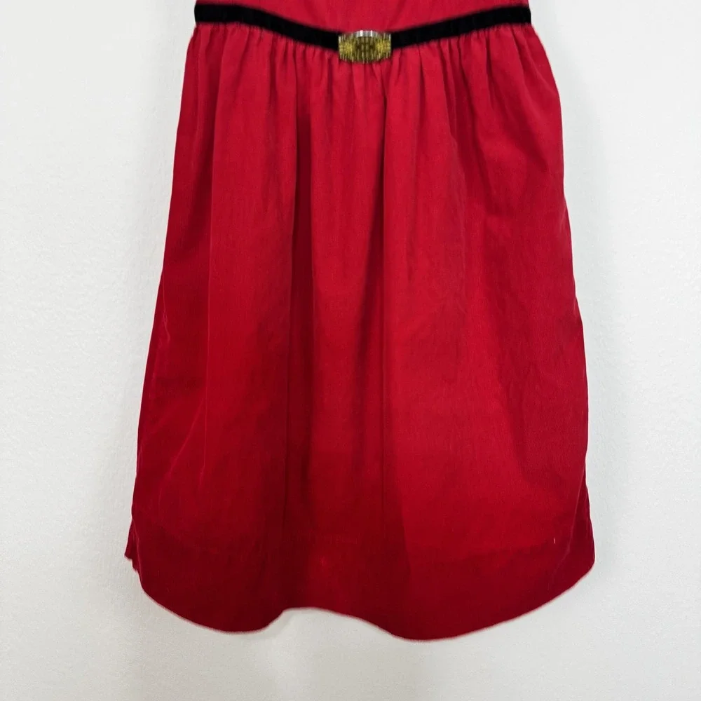 Ralph Lauren Dress Girls‎ 6 Red Corduroy Velvet Waist Puff Sleeve Lined Holiday